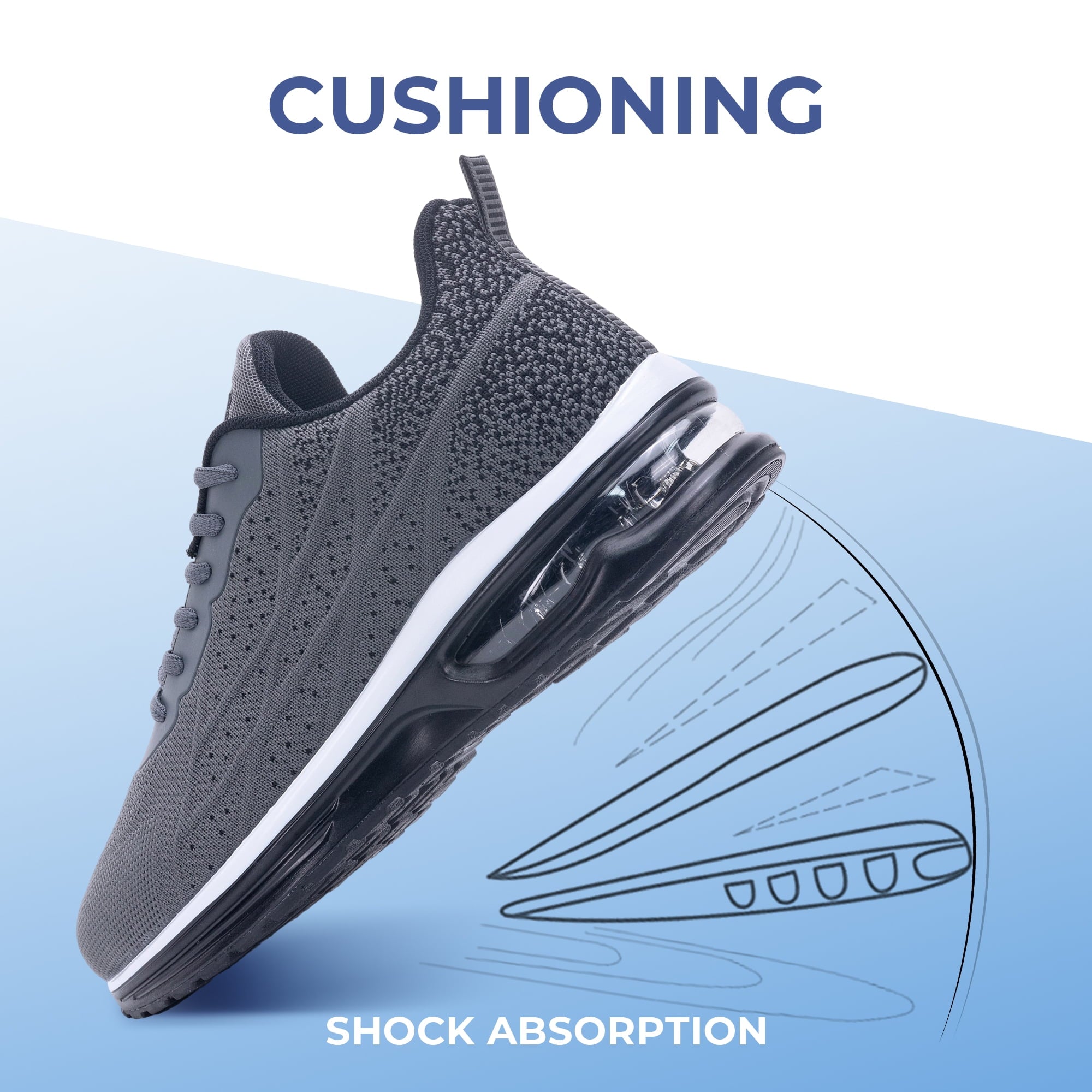 GOOBON Mens Running Shoes Tennis Shoes Non Slip Air Cushion Athletic Sneakers Breathable Fashion Walking Sneakers for Workout Jogging