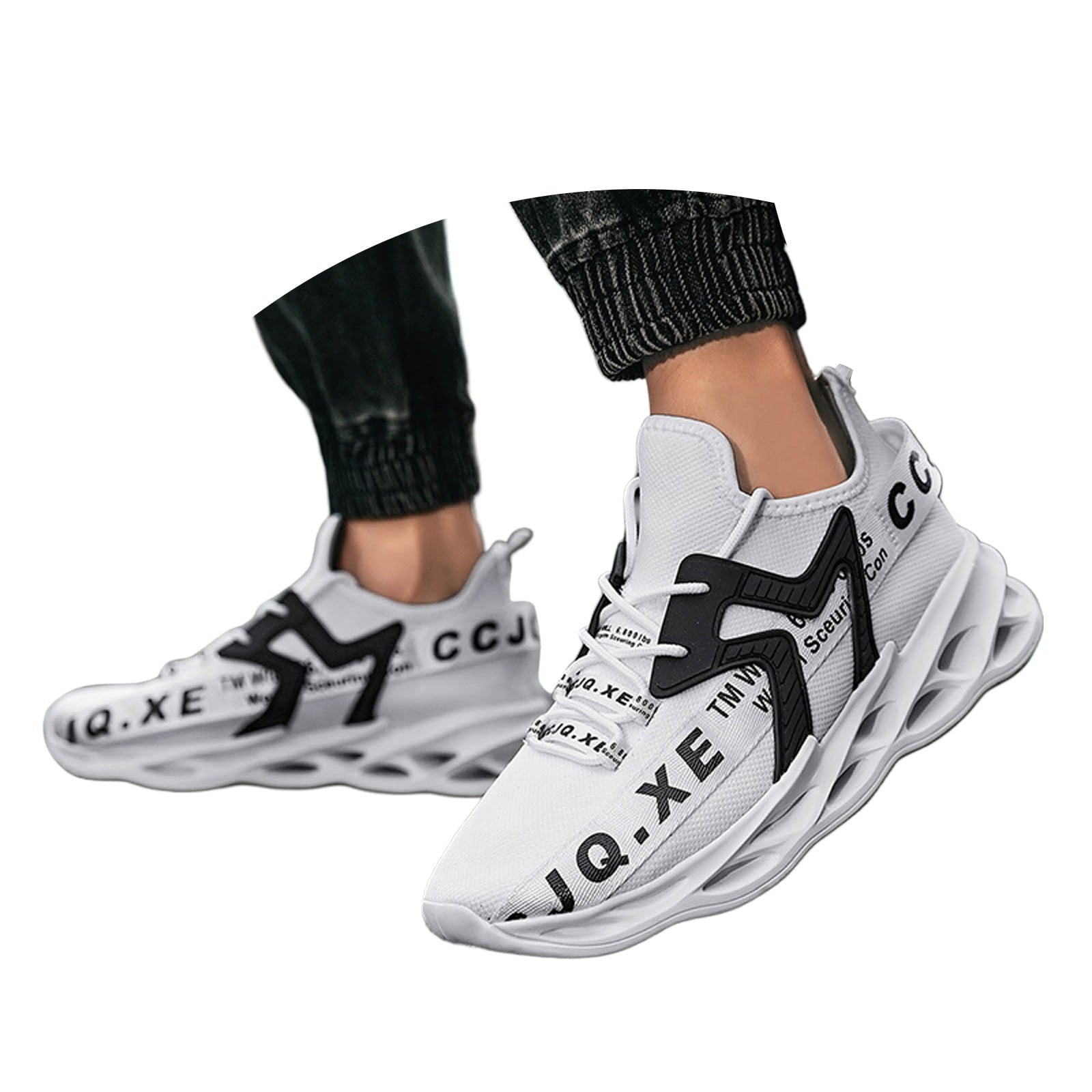 Mens Shoes,Modern Unisex Breathable Mesh Running Shoes for Men And Women Comfortable Lightweight Athletic Footwear Design,Shoes for Men,White,6.5
