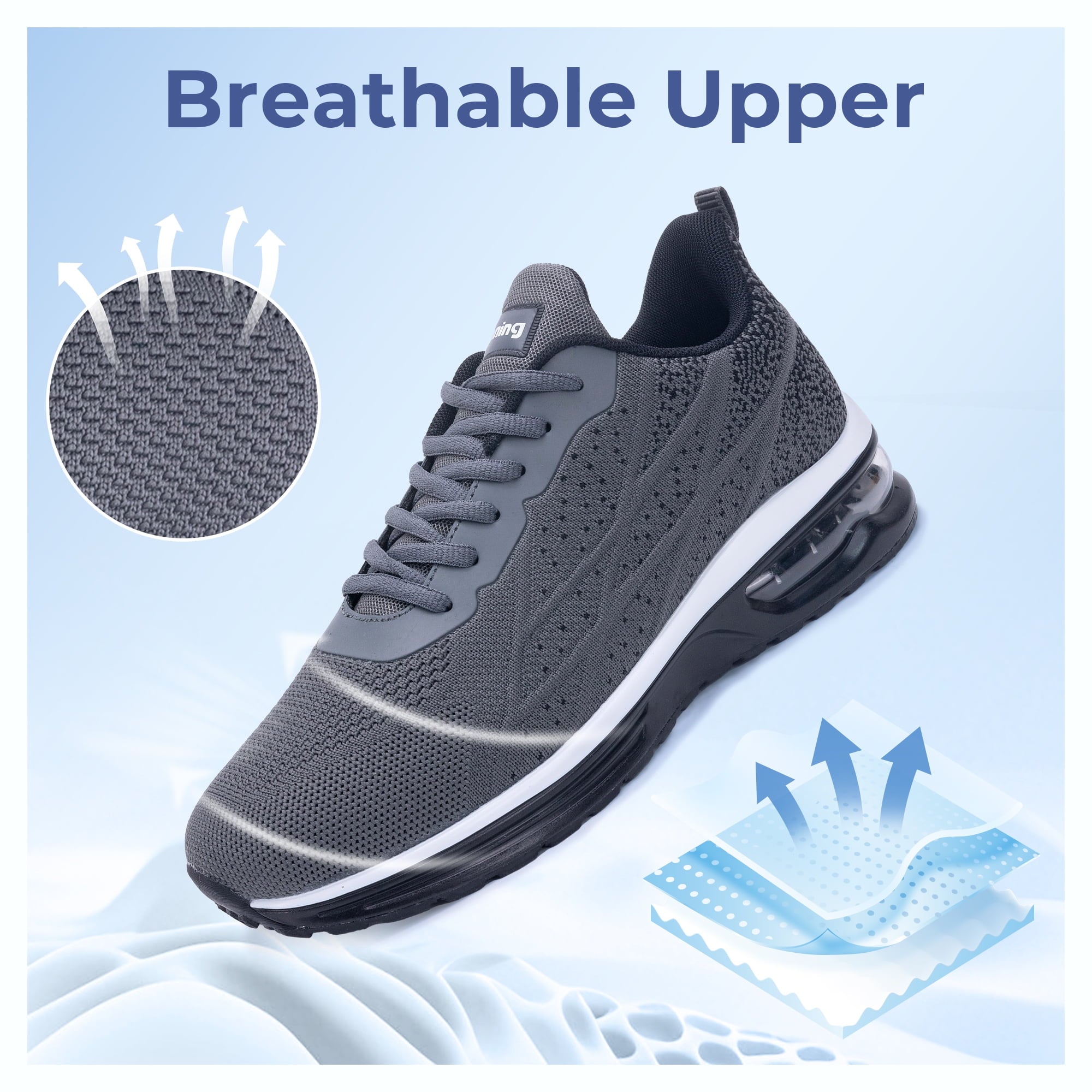 GOOBON Mens Running Shoes Tennis Shoes Non Slip Air Cushion Athletic Sneakers Breathable Fashion Walking Sneakers for Workout Jogging