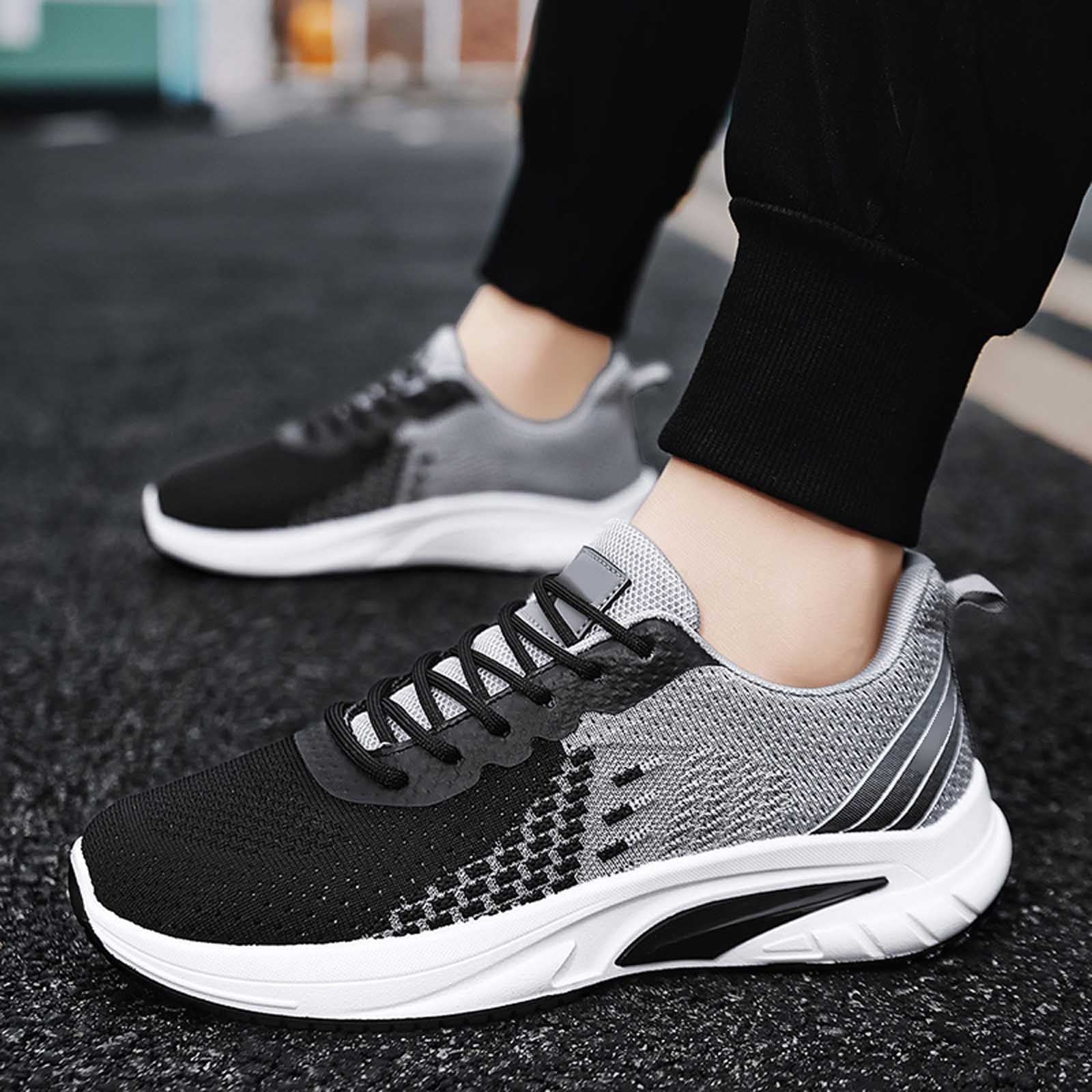 Mens Shoes,Breathable Running Shoes Lightweight Athletic Walking Sneakers Comfortable Gym Fitness Jogging Mesh Workout Casual Sports Footwear,Shoes for Men,Black,7.5