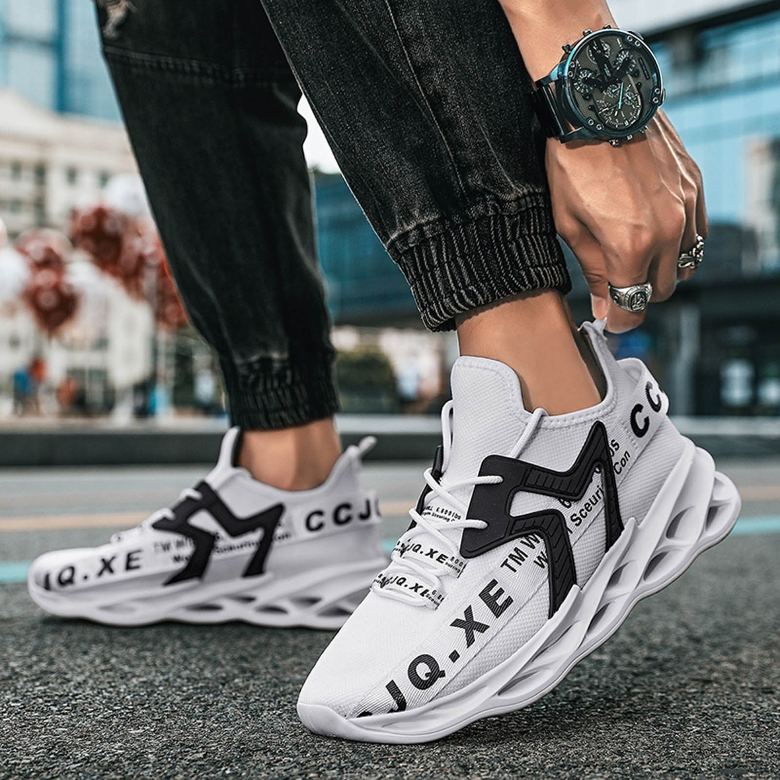 Mens Shoes,Modern Unisex Breathable Mesh Running Shoes for Men And Women Comfortable Lightweight Athletic Footwear Design,Shoes for Men,White,6.5