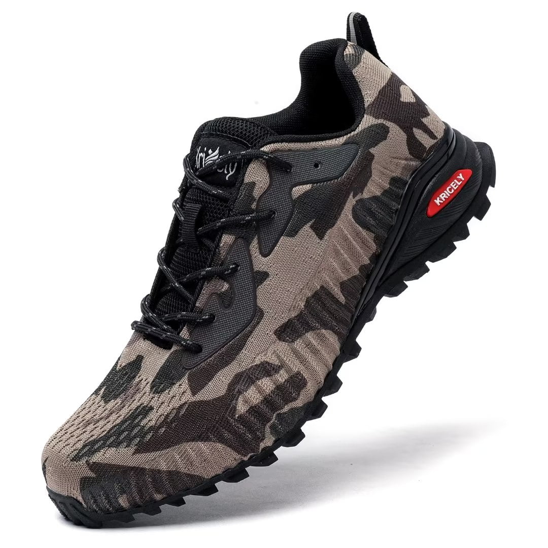 Kricely Men's Trail Running Shoes Fashion Hiking Sneakers  Camo Tennis Cross Training Shoe