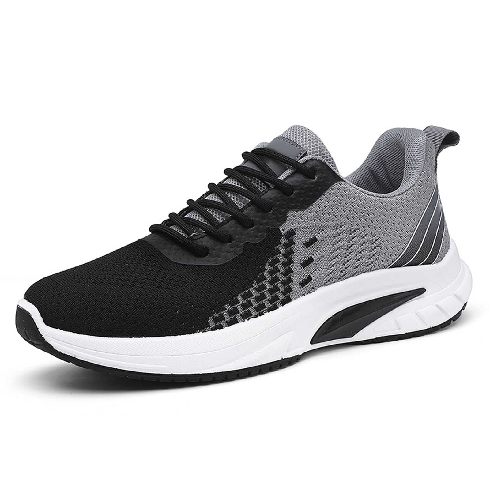 Mens Shoes,Breathable Running Shoes Lightweight Athletic Walking Sneakers Comfortable Gym Fitness Jogging Mesh Workout Casual Sports Footwear,Shoes for Men,Black,7.5