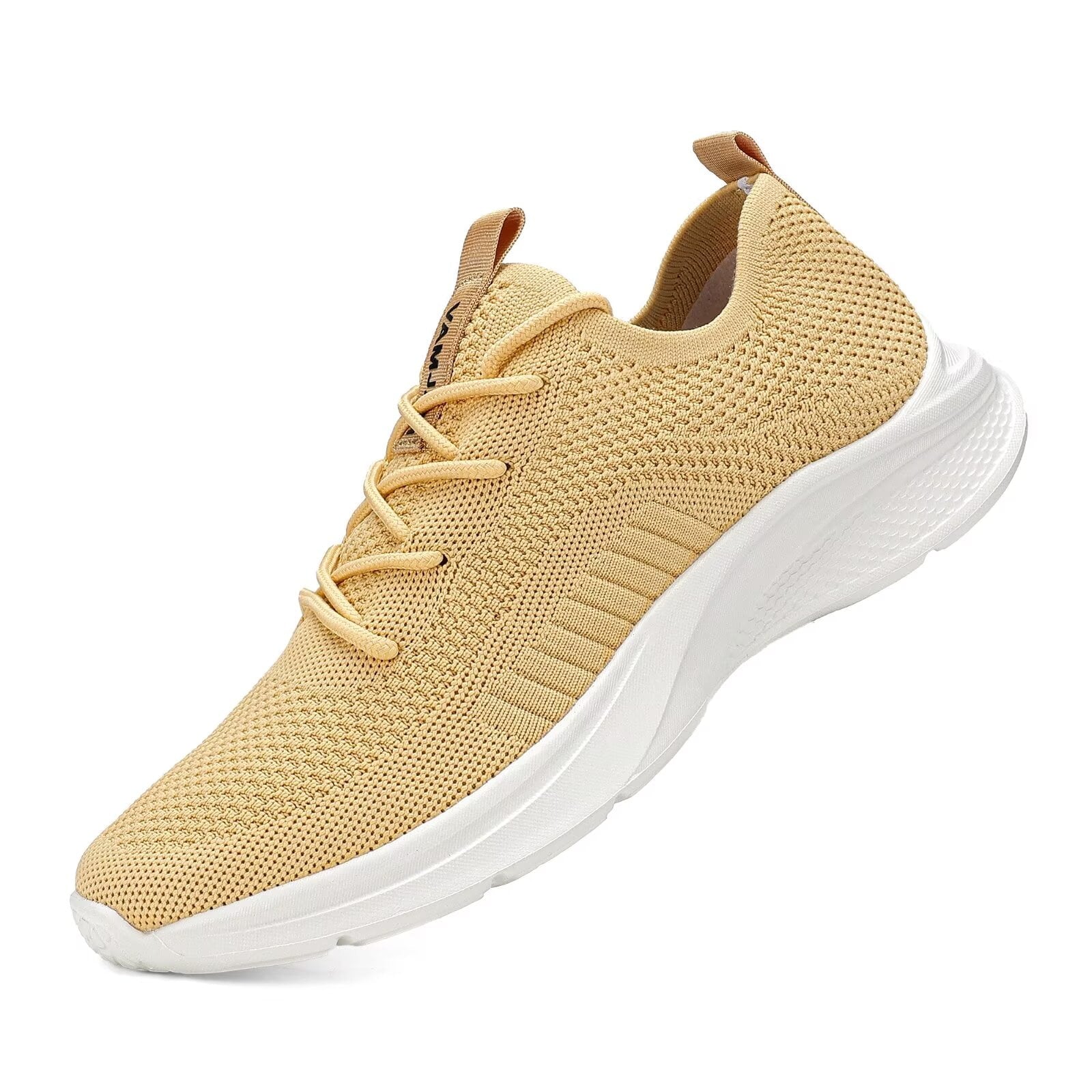 VAMJAM Men's Running Shoes Fashion Sneakers - Lightweight Breathable Flying Knitting Lace Up Mesh Walking Shoes Workout Casual Sports Shoes White Size 11