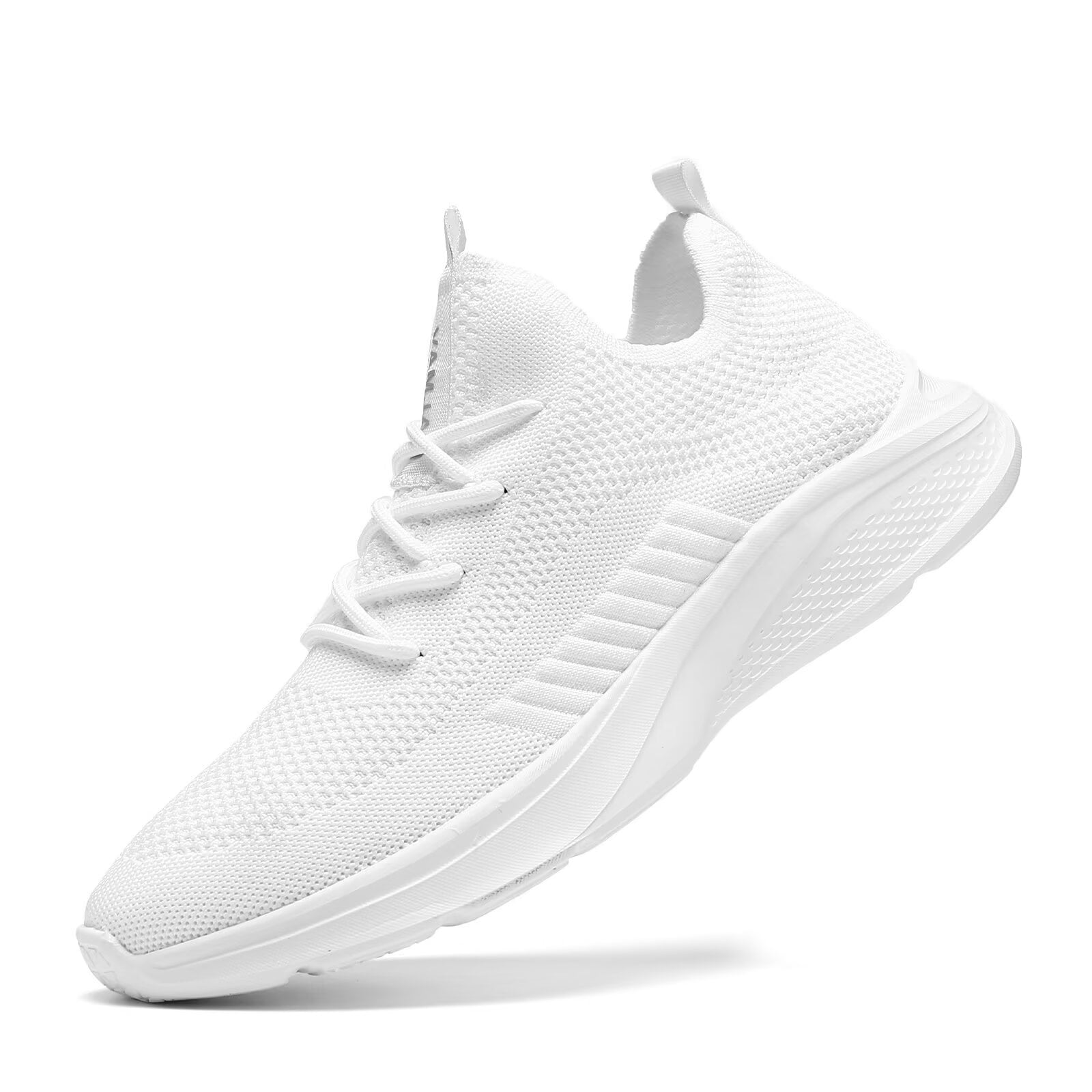 VAMJAM Men's Running Shoes Fashion Sneakers - Lightweight Breathable Flying Knitting Lace Up Mesh Walking Shoes Workout Casual Sports Shoes White Size 11