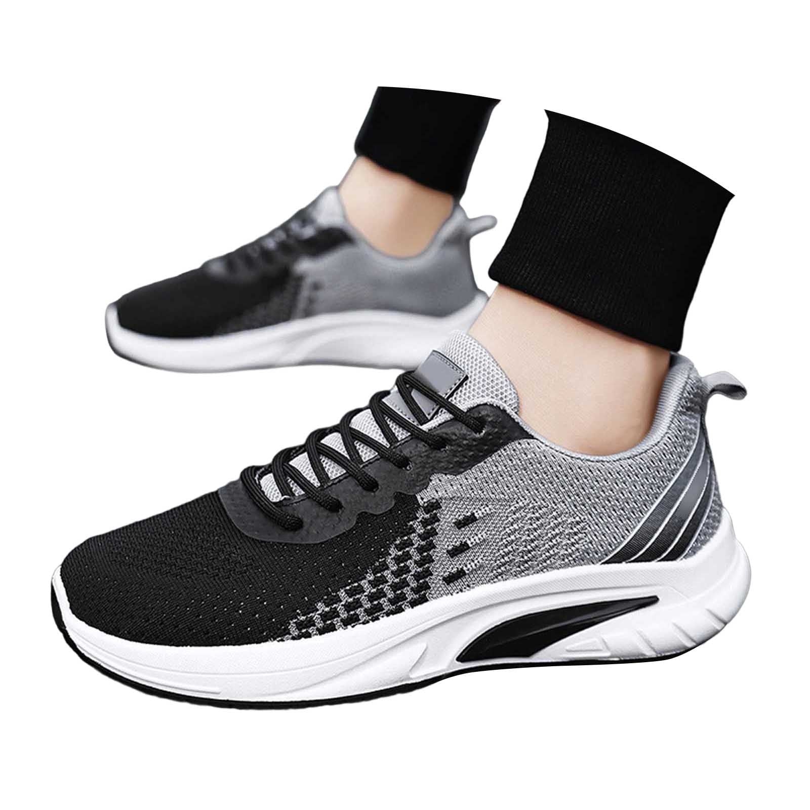 Mens Shoes,Breathable Running Shoes Lightweight Athletic Walking Sneakers Comfortable Gym Fitness Jogging Mesh Workout Casual Sports Footwear,Shoes for Men,Black,7.5