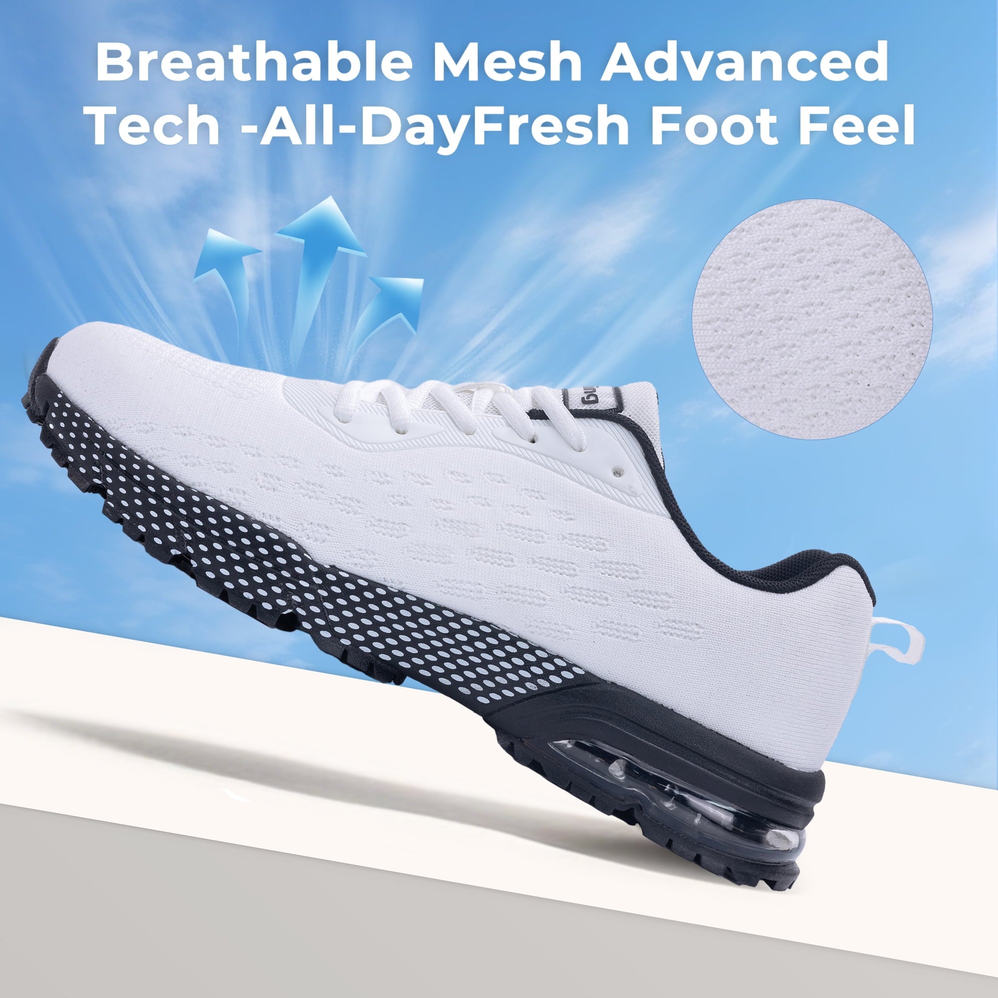 MAYKX Men’s Light Airy Shock-Absorbing Running Shoes Rubber Outsole Anti-Slip Low-Top Multi-Sport Walking Sneakers