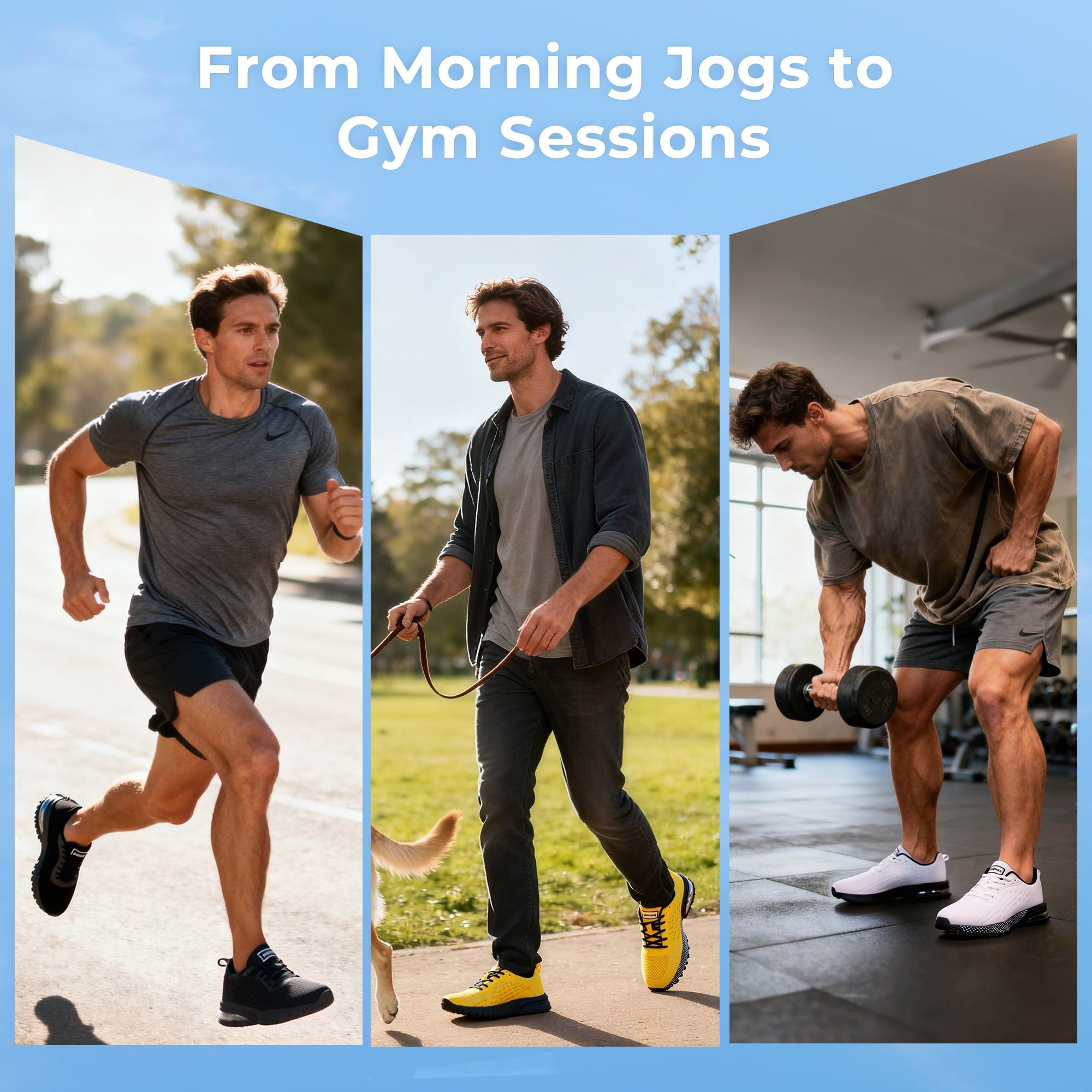 MAYKX Men’s Light Airy Shock-Absorbing Running Shoes Rubber Outsole Anti-Slip Low-Top Multi-Sport Walking Sneakers