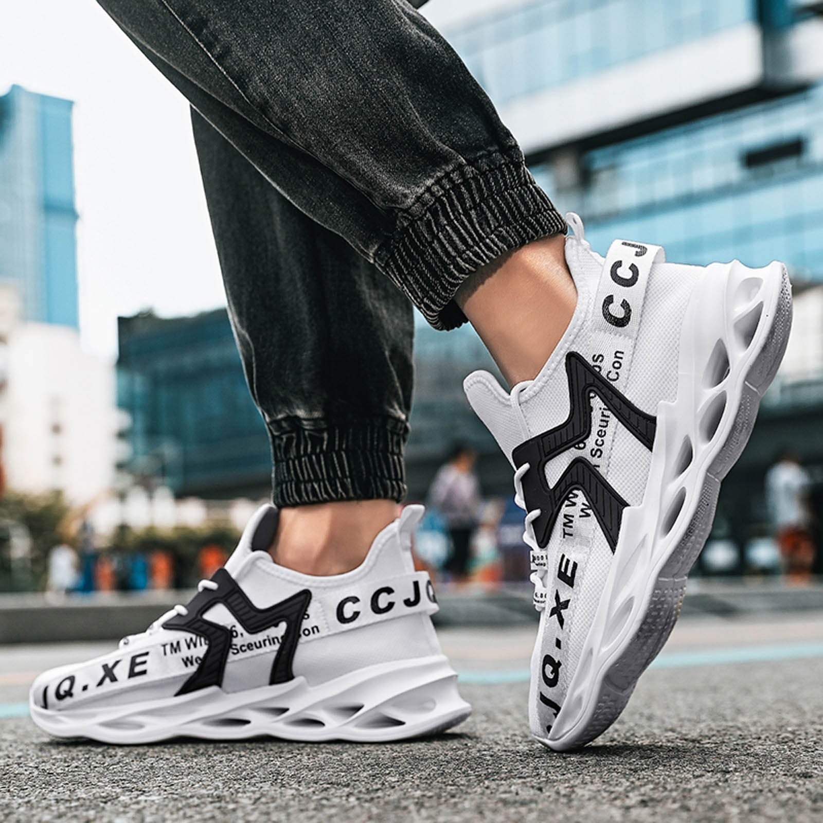 Mens Shoes,Modern Unisex Breathable Mesh Running Shoes for Men And Women Comfortable Lightweight Athletic Footwear Design,Shoes for Men,White,6.5